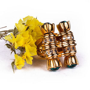 MAWI DARK GREEN, GOLD RING | WOMENS